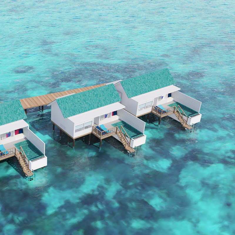    The bird's eye view of the water Villa with pool at OBLU NATURE Helengeli