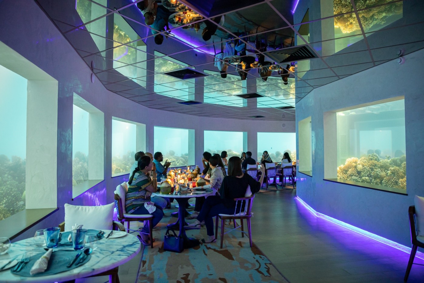 Underwater dinning area at Colours of OBLU